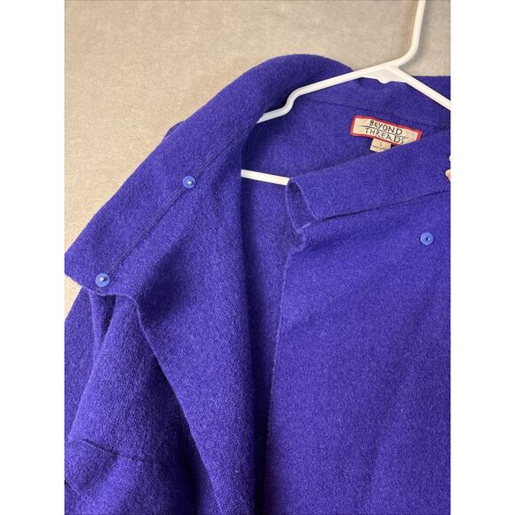 Beyond Threads Cardigan Womens L Alpaca Wool Purple Open Front Lagenlook Classy - Picture 10 of 10